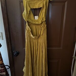 Free People Gold Cowl Neck Sundress